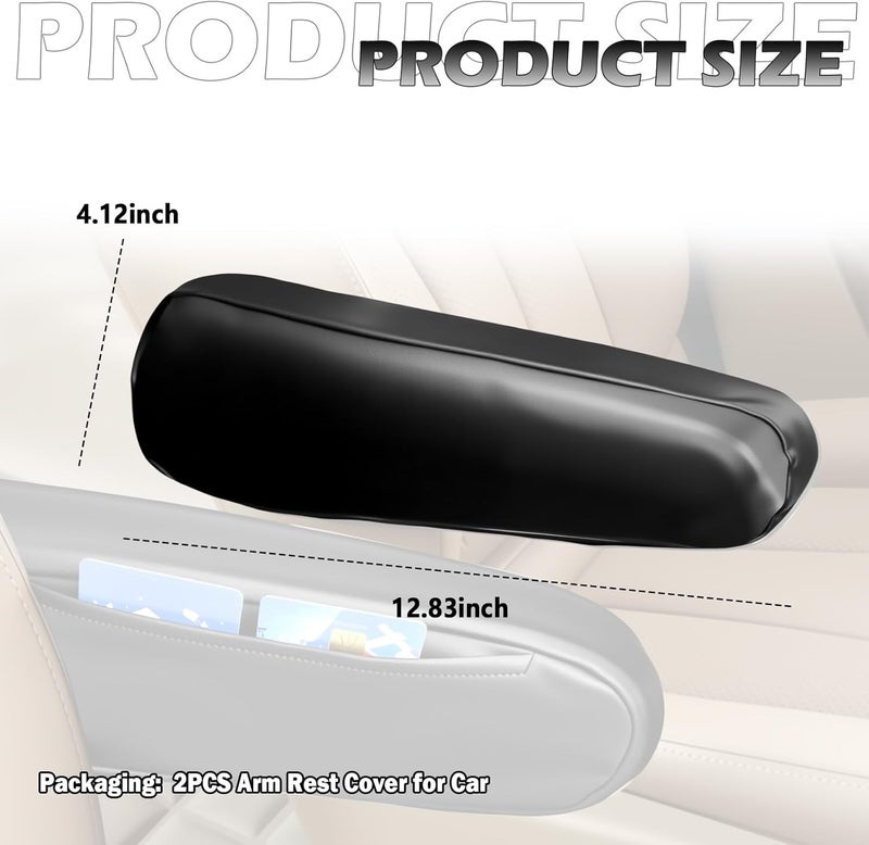 Figpade 2PCS Car Armrest Cover,Leather Arm Rest Cover for Car with Side Pockets for Avoiding Scratches and Scuffs,Upgraded Cars Arm Rest Covers Pad as Cars Storage for Most Vehicles - Image 2